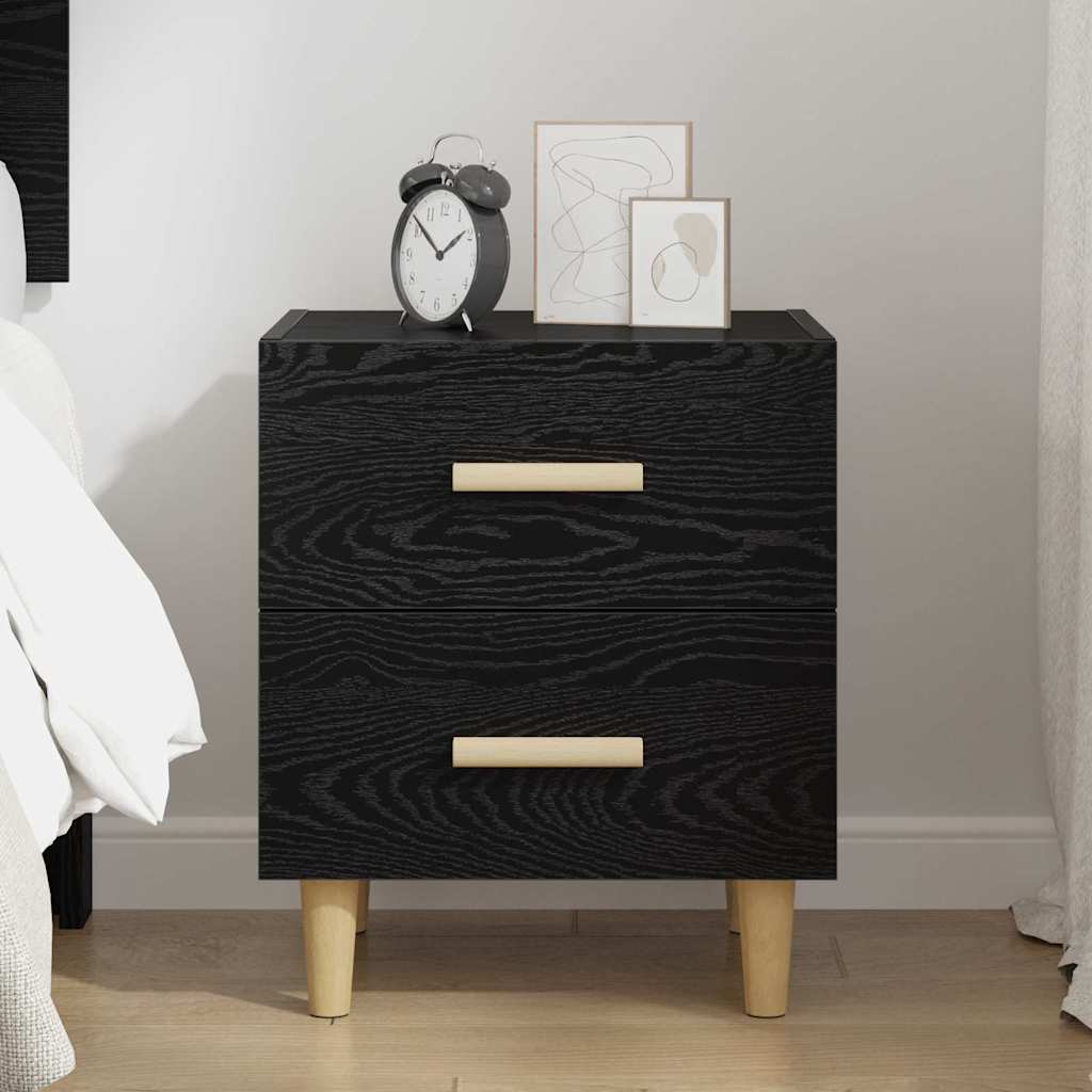Bed Cabinet Black oak 40 x 35 x 47.5 cm Engineered wood